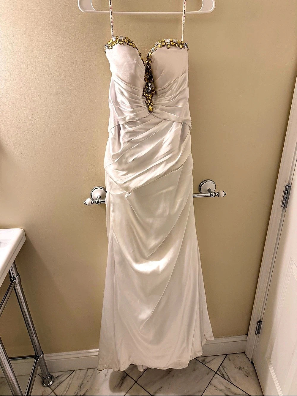 Jovani Embellished Ruched Maxi Dress Size 8